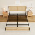 thumbnail image 4 of GloryStar Bohemian Wooden Platform Bed, Natural Rattan Headboard & Footboard with Quiet Metal Frame, Easy Assembly, No Box Spring Required, 4 of 4