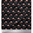 thumbnail image 1 of Soimoi Black Poly Georgette Fabric Flamingo Bird Print Fabric by the Yard 42 Inch Wide, 1 of 3