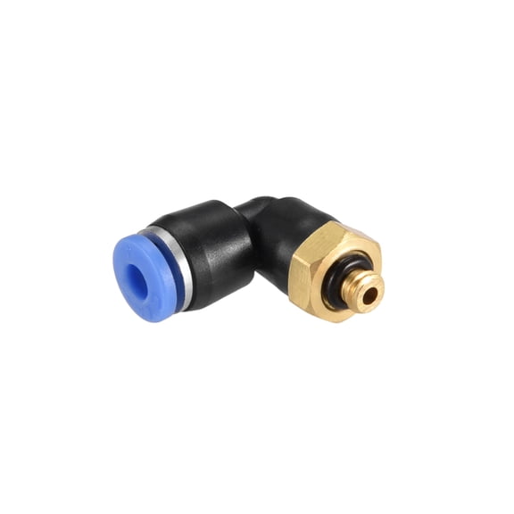 Unique Bargains PL4-M5 Raccord à Pousser Pneumatique, Coude Mâle - Tube 5/32 Pieds OD x M5 Raccord de Tube Bleu 2 Pcs