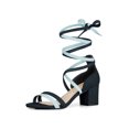 thumbnail image 1 of BLISSFUL STEP Women's Open Toe Color Block Lace Up Heel Sandals, 1 of 7