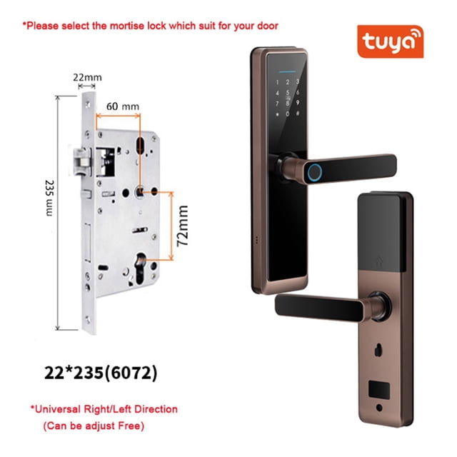 Serrure de Porte à Empreinte Digitale Biométrique DB20 Noire, Serrure Intelligente, Application Tuya, Déverrouillage à Distance, Serrure Sans Clé, Serrure de Porte Électronique, Plus Sécuritaire