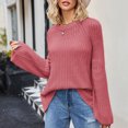 thumbnail image 4 of Dvkptbk Chandails pour Femmes Femmes Col Rond Uni Mode Tricot Ample Chandail Vêtements en Liquidation, 4 of 7