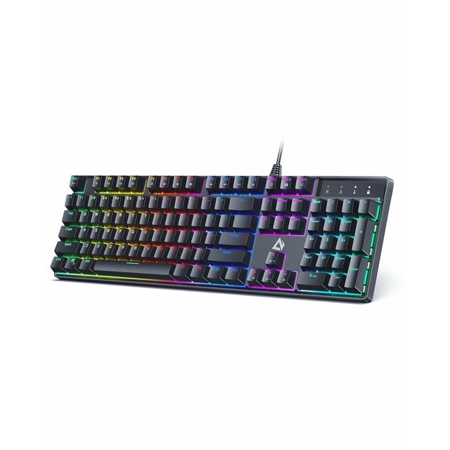 Intexca KM-G16 Clavier de Jeu Mécanique RVB, 104 Touches, Commutateurs Bleus pour PC et Mac