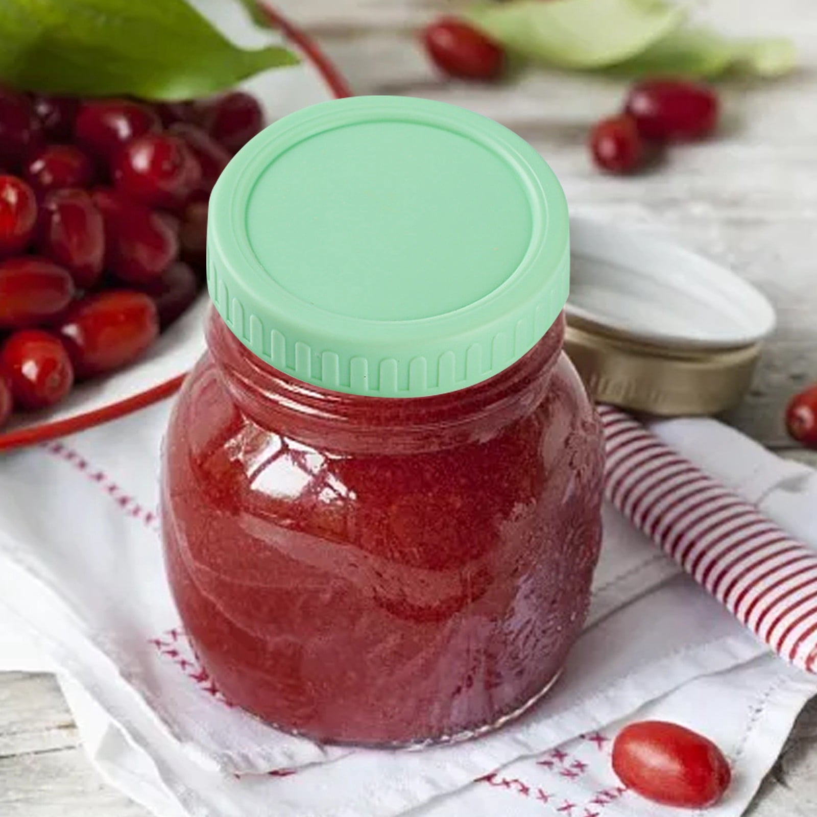 Hbdhejl Wide Mouth Jar Lids Plastic Canning Storage Lids Leak Proof And Scratch 86Mm