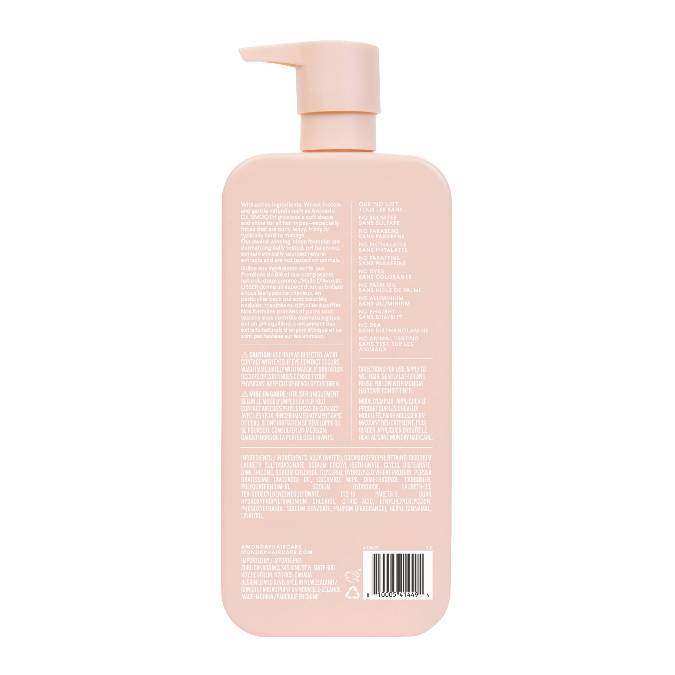 MONDAY Haircare SMOOTH Shampoo with Wheat Protein & Avocado Oil for Frizz-Prone Hair