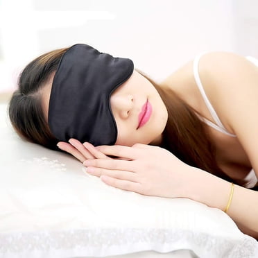 Silk Sleep Mask, Lightweight and Comfortable, Super Soft, Adjustable Contoured Eye Mask for Sleeping, Best Night Blindfold Eyeshade, Eye Mask with Adjustable Strap, Black