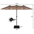 thumbnail image 2 of Costway 15Ft Patio Double-Sided Solar LED Market Umbrella Crank Base Tan, 2 of 8