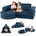 thumbnail image 1 of Gymax Canapé Modulable pour Enfants 13 Pcs, Sofa Sectionnel Polyvalent pour Tout-Petits, Bleu, 1 of 9