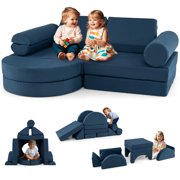 Gymax 13 PCS Modular Kids Play Couch Versatile Toddler Sectional Sofa Set Blue