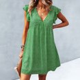 thumbnail image 4 of EQWLJWE Robes d'Été pour Femmes 2023 Mode pour Femmes Décontractée Col en V Manches Feuilles Chiffon Floral Bohème Plage Robe Sans Manches, 4 of 4
