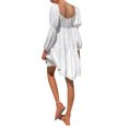 thumbnail image 2 of Kmbangi Femmes Robes à Manches Longues Bateau Cou Couleur Unie Cordon Casual Partie Printemps Été Robe, 2 of 7
