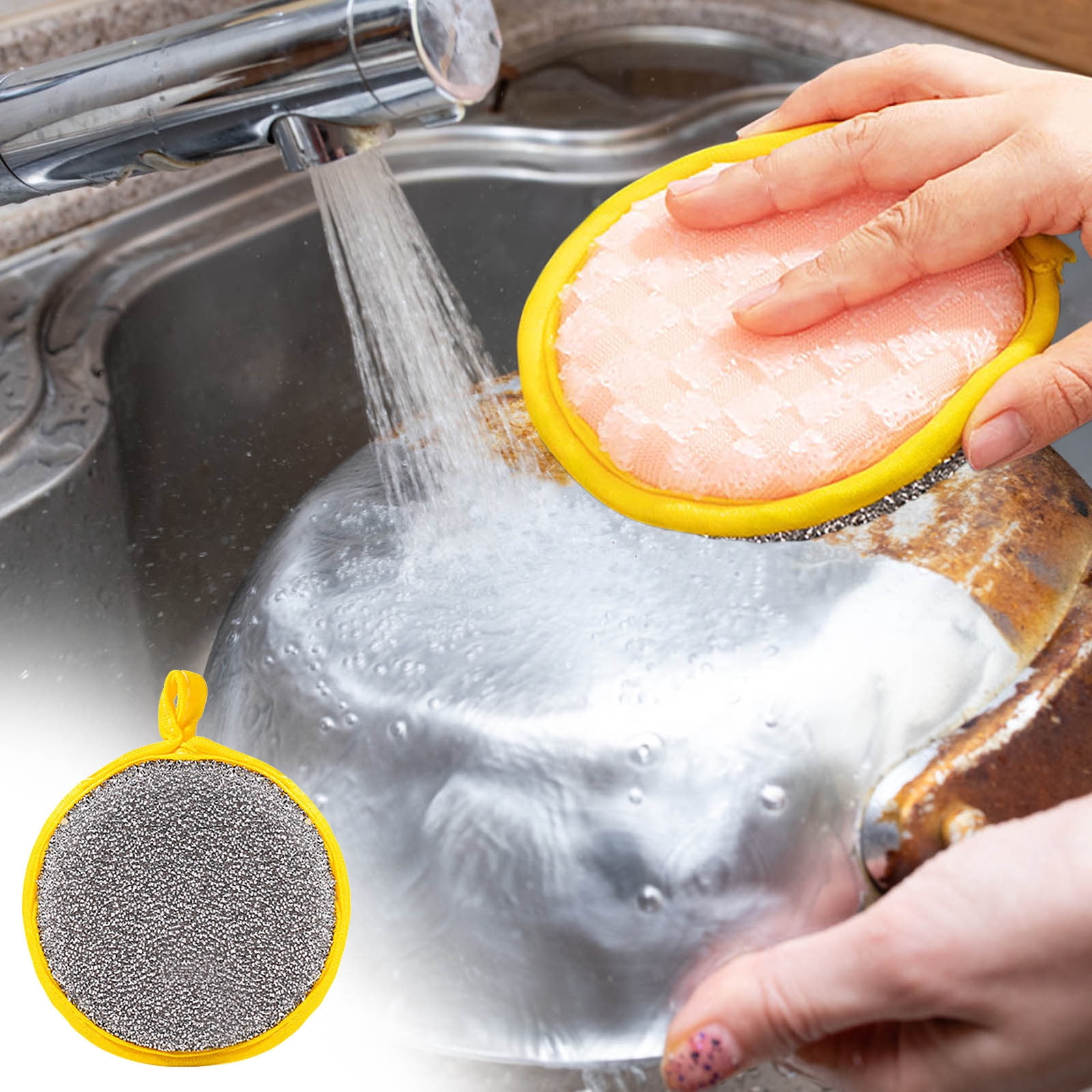 Dvkptbk Sponges Kitchen Double Sided Cleaning Sponge Household Kitchen Brush Pot Dishwashing Cloth Thickened Stain and Oil Cleaning Cloth Cleaning Supplies