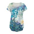 thumbnail image 4 of HKEJIAOI Femmes Mode Col en V Tunique à Imprimé Floral Hauts Boutons T-shirt à Manches Courtes, 4 of 7
