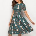 thumbnail image 5 of Ketyyh-chn99 Blouses pour Femmes Mode Chic Grande Taille Robe d'Été Robe Extensible Robe d'Été Manche à Volants Ample Fluide Plissée Robe Mini C,TG, 5 of 5