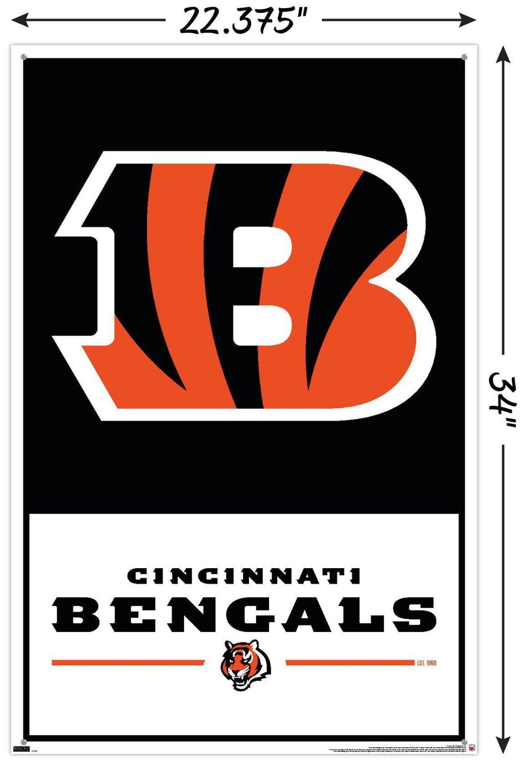 NFL Cincinnati Bengals - Logo 21 Wall Poster with Magnetic Frame, 22.375" x 34"