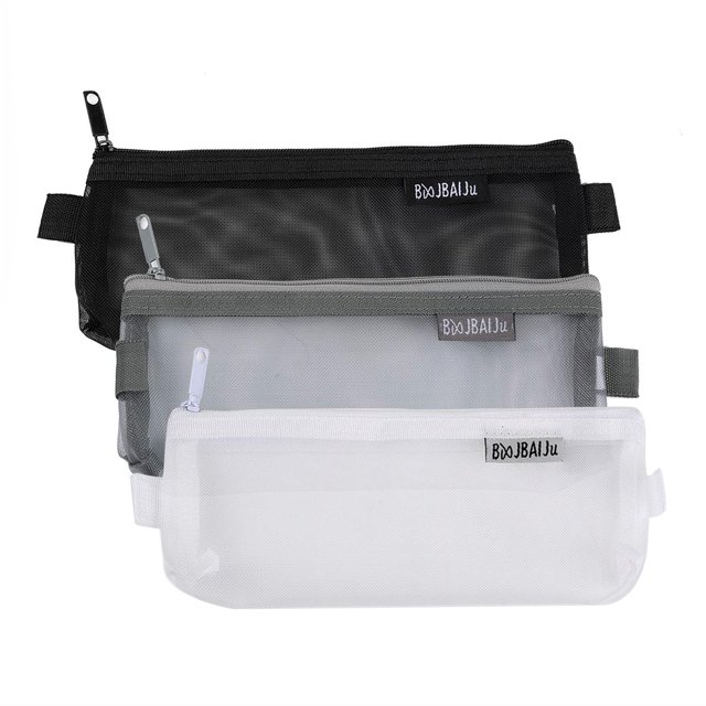 KAKOWELY 3pcs Zipper File Bags Organizer Mesh Zipper Pencil Case Storage Travel Holder Transparent Multipurpose Paper Document Pouches Student Stationery Office Bill Receive Bag,8.27"X3.54"X0.2"