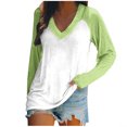 thumbnail image 1 of FAIWAD Women’s Color Block Tunic Top Long Sleeve Patchwork V Neck Plus Size Pullover Top, 1 of 4