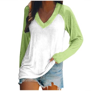 FAIWAD Women’s Color Block Tunic Top Long Sleeve Patchwork V Neck Plus Size Pullover Top