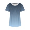thumbnail image 5 of Plebaso Hauts pour Femmes Été Manches Courtes Col Rond Tunique Habillée Ample Mode Dégradé de Couleur Blouses, 5 of 5