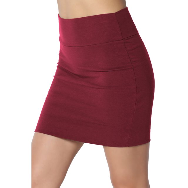 Jupe Tube Double Couche Taille Haute en Coton Extensible Basique pour Femmes
