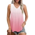 thumbnail image 2 of Plebaso Womens Tank Tops V Neck Gradient Lightweight Eyelet Shirts Flowy Loose Summer Sleeveless Blouses, 2 of 7