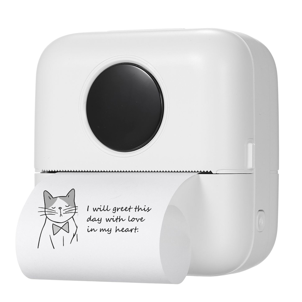 Portable Mini Pocket Printer Wireless Bluetooth Thermal Printer Photo Annotation Error Memo Thermal Printer Easy to Operate White