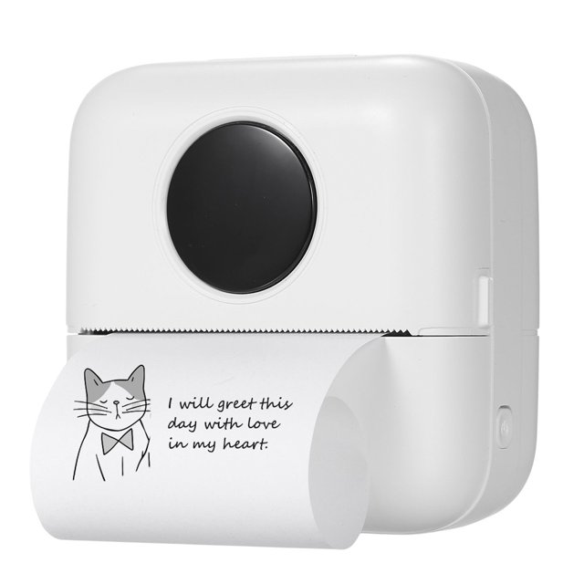 Portable Mini Pocket Printer Wireless Bluetooth Thermal Printer Photo Annotation Error Memo Thermal Printer Easy to Operate White