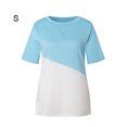thumbnail image 2 of T-shirt pour Femmes à Blocs de Couleur à Manches Courtes Blouse Décontractée pour Femmes Haut pour Femmes à Col Rond Haut à Manches Courtes pour Femmes Blouse, Bleu, P, 2 of 7