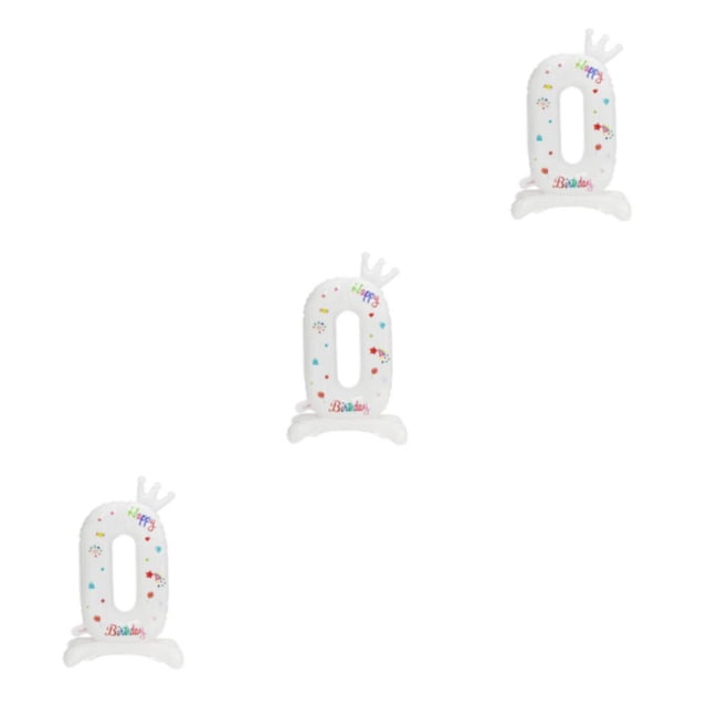 Thinsony Spherical And Beautiful White Digital Balloons - For Party Decorations Aluminum Number 0 3Set