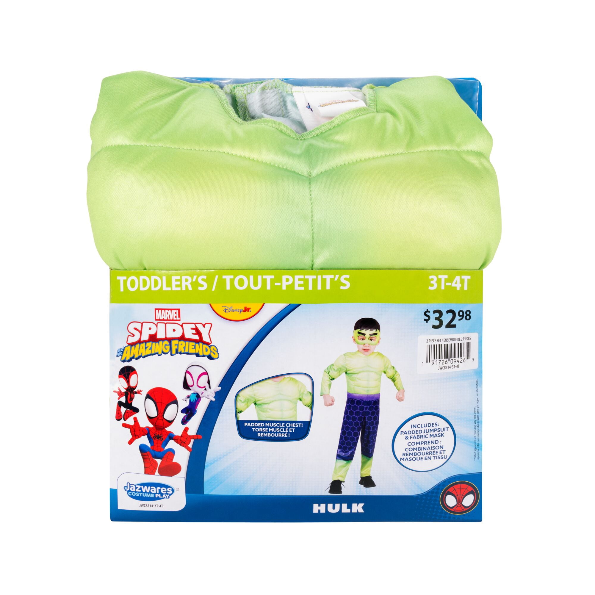 MARVEL’S HULK TODDLER COSTUME - Muscle Chest Jumpsuit with Fabric Mask
