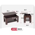 thumbnail image 3 of NiamVelo Table Basse en Bois à Plateau Relevable avec Compartiment Caché et Tablette de Rangement pour Salon, Espresso, 3 of 8