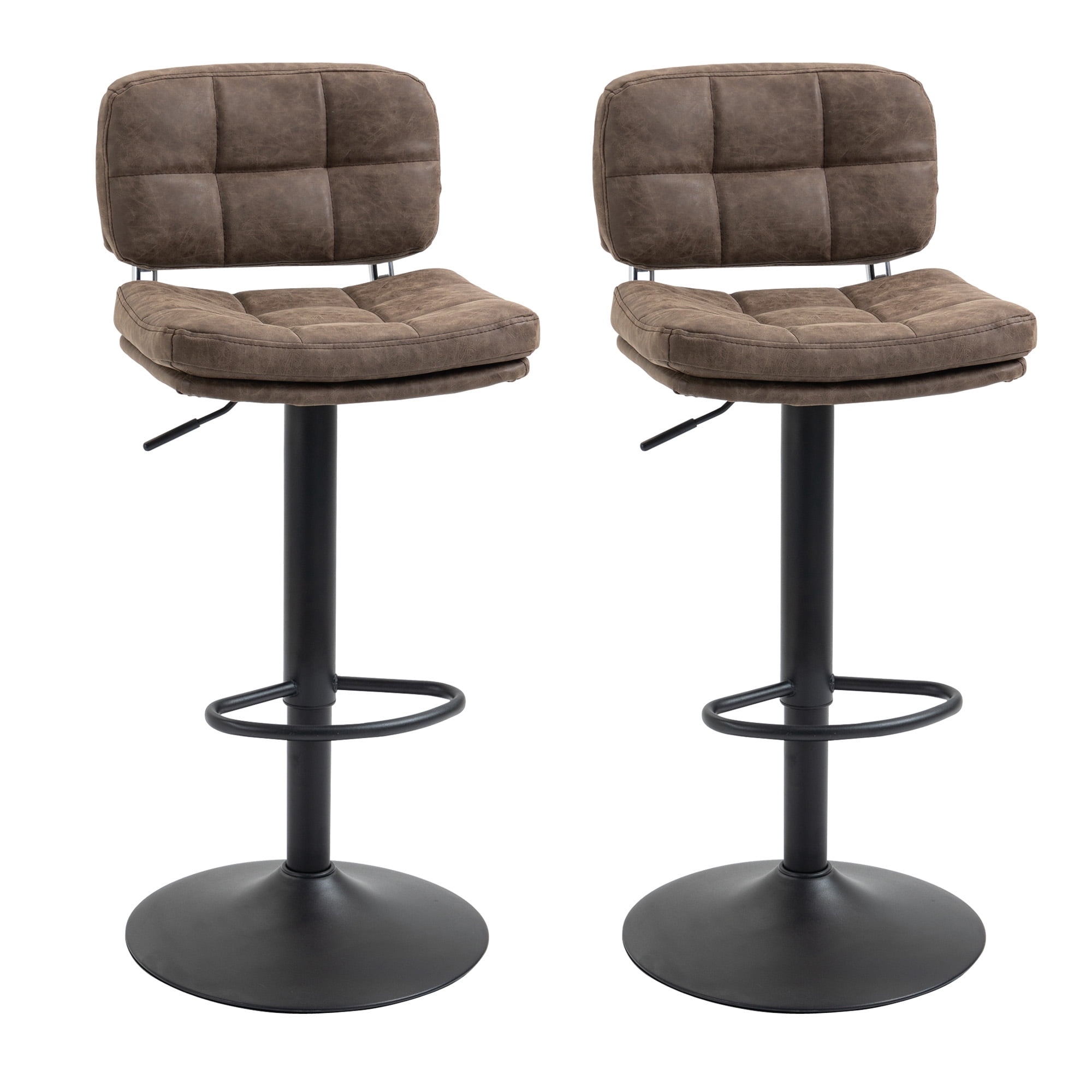 HOMCOM Bar Stools Set of 2, Adjustable Swivel Counter Height Barstools