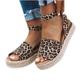 thumbnail image 2 of Penkiiy Sandale Décontractée à Plateforme Compensée pour Femme, Bout Ouvert, Bride à la Cheville à Boucle, Style Espadrilles, 39, Café, 2 of 7