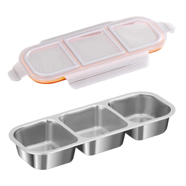 Hearth & Gear Stainless Steel Snack Containers Reusable Condiment Containers W Lids 3 Compartment Food Meal Prep Containers For Travel Outdoor Camping Small Packs Container 1pc Glass Meal Prep
