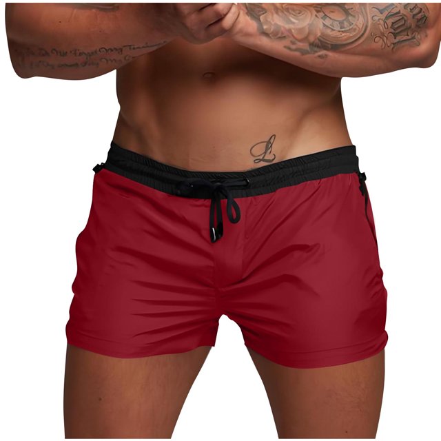 Shorts de Sport Solides pour Hommes, Shorts Classiques à Taille Patchwork, Shorts de Course à Séchage Rapide, Shorts Confortables à Taille Élastique, Shorts de Basketball Tendance pour l'Extérieur, Bas d'Entraînement Décontractés pour le Gym