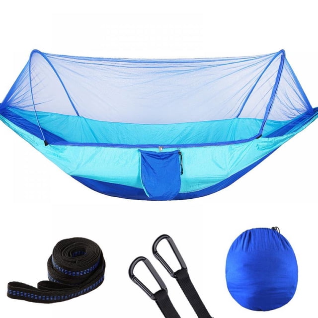 Automatic Quick-opening Tent-type Camping Hammock With Mosquito Net Lightweight Parachute Hammock For Camping Backpack Trekking Travel Backyard Beach 55”*114” Maximum Load-bearing 441LB