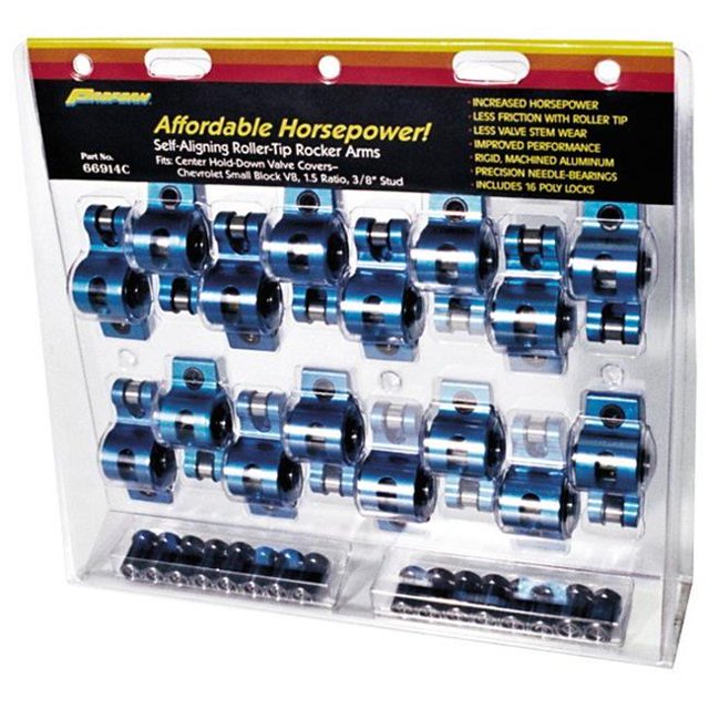 Proform PFM66911C 1.6 Ratio 0.37 in. Stud Aluminium Roller Rocker Arms Set for Small Block Ford