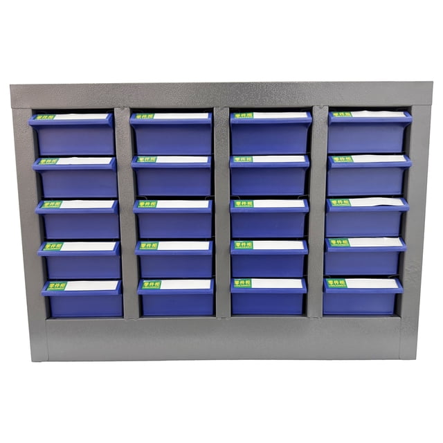 20 Drawers Parts Tool Cabinet Hardware Storage Organizer with Partitions and Labels for Garage Warehouse Office