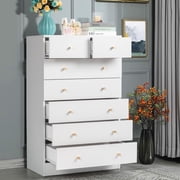 Ktaxon 7 Drawers Dresser Chests for Bedroom, Wood Chset of Drawers,Dressers Organizer for Bedroom, Living Room,Hallway, White