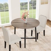 Gaderth Round Dining Table For 2 To 6,Wood Round Kitchen Table With Metal Frame,Industrial Circle Dinner Table,Space Saving Dining Room Table For Dining Kitchen Living Room,Table Only