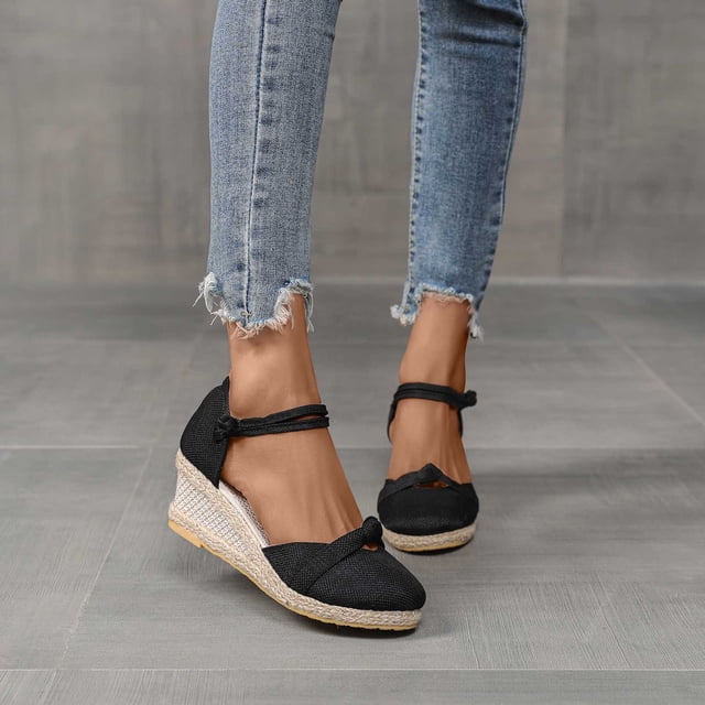 Weiqiqre Sandales à Talons pour Femmes, Chaussures d'Été pour Dames à Plateforme Compensée à Bout Fermé Sandales Décontractées pour Femmes Rabais