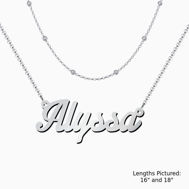 Personalized Name Necklace Layering Set with Ball Station Chain