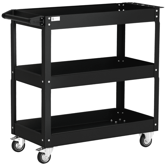 DURHAND 3 Tier Rolling Tool Cart, 330 LBS Capacity Utility Cart, Black