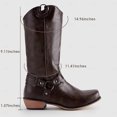 thumbnail image 4 of Womens Cowboy Motorcycle Riding Boots Winter Fall Leather Square Toe Wide Mid Calf Western Cowgirl Booties, 4 of 5