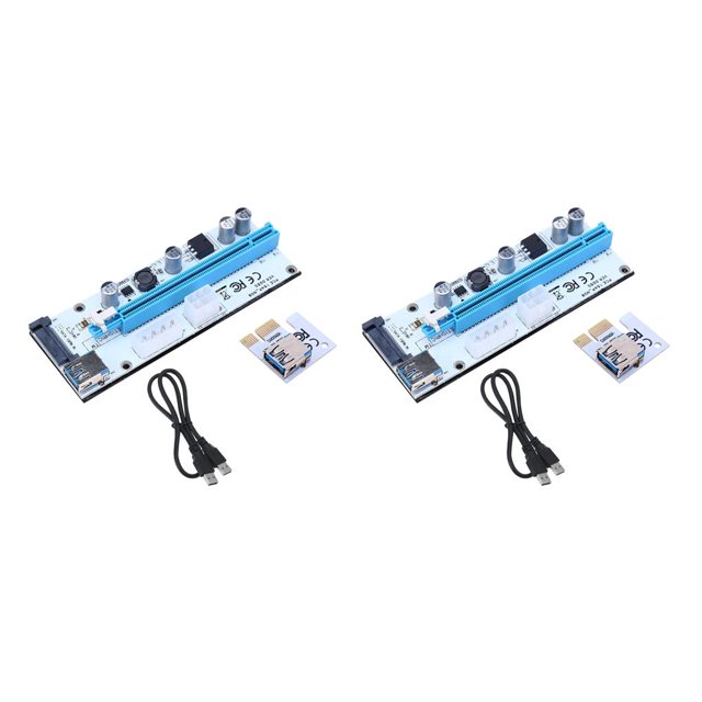 QualitChoice 1x US PCI Riser Board PCI-E 1x to 16x Extender Adapter GPU Riser Card blue 2Set