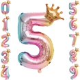 thumbnail image 3 of tredstone Party Balloon with Gradient Color Birthday Party Decor Aluminum Foil Balloon 32 Inch, Number 5, 3 of 8