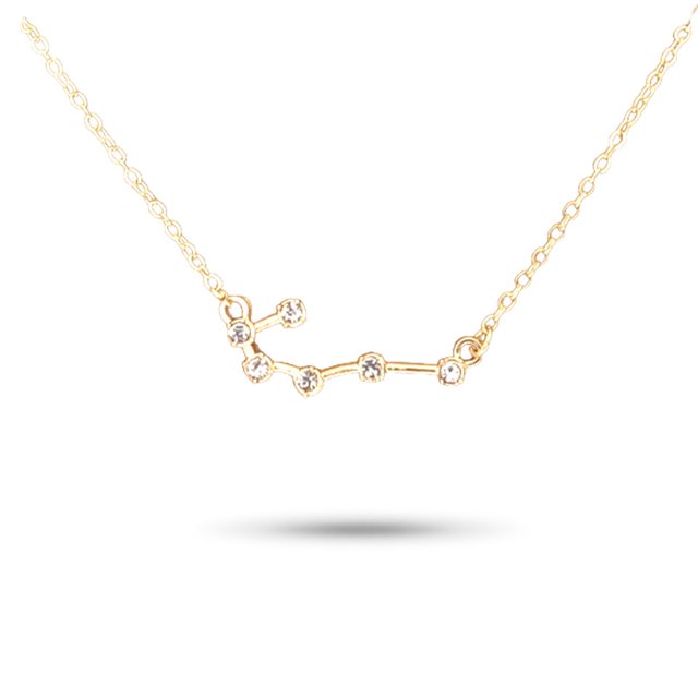 Ins Constellations Theme Friendship Necklace Rhinestone Comfortable Delicate with Display Card Pendant for Lover Festival Gifts Cancer gold