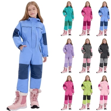 Dazajoo Combinaison de Neige une Pièce pour Tout-Petits Garçons Filles, Légère et Isolée, Combinaison de Ski Coupe-Vent à Capuche, Combinaison de Neige d'Extérieur pour Enfants, Rose, 140