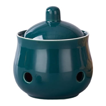 jifeng Contenant en Céramique pour Garder Vos Gousses d'Ail Fraîches Ventilé pour Comptoir Économiseur de Gingembre pour Comptoir Cuisine Vert