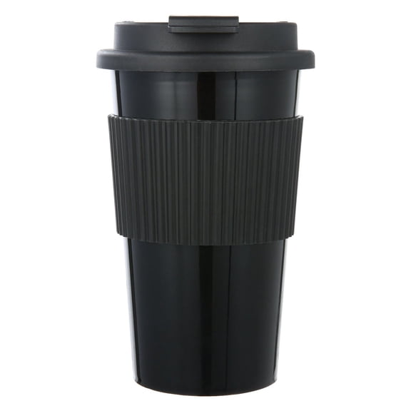 Tasse à café en plastique noir riche de 18 oz de Mainstays, idéale pour vos boissons à emporter